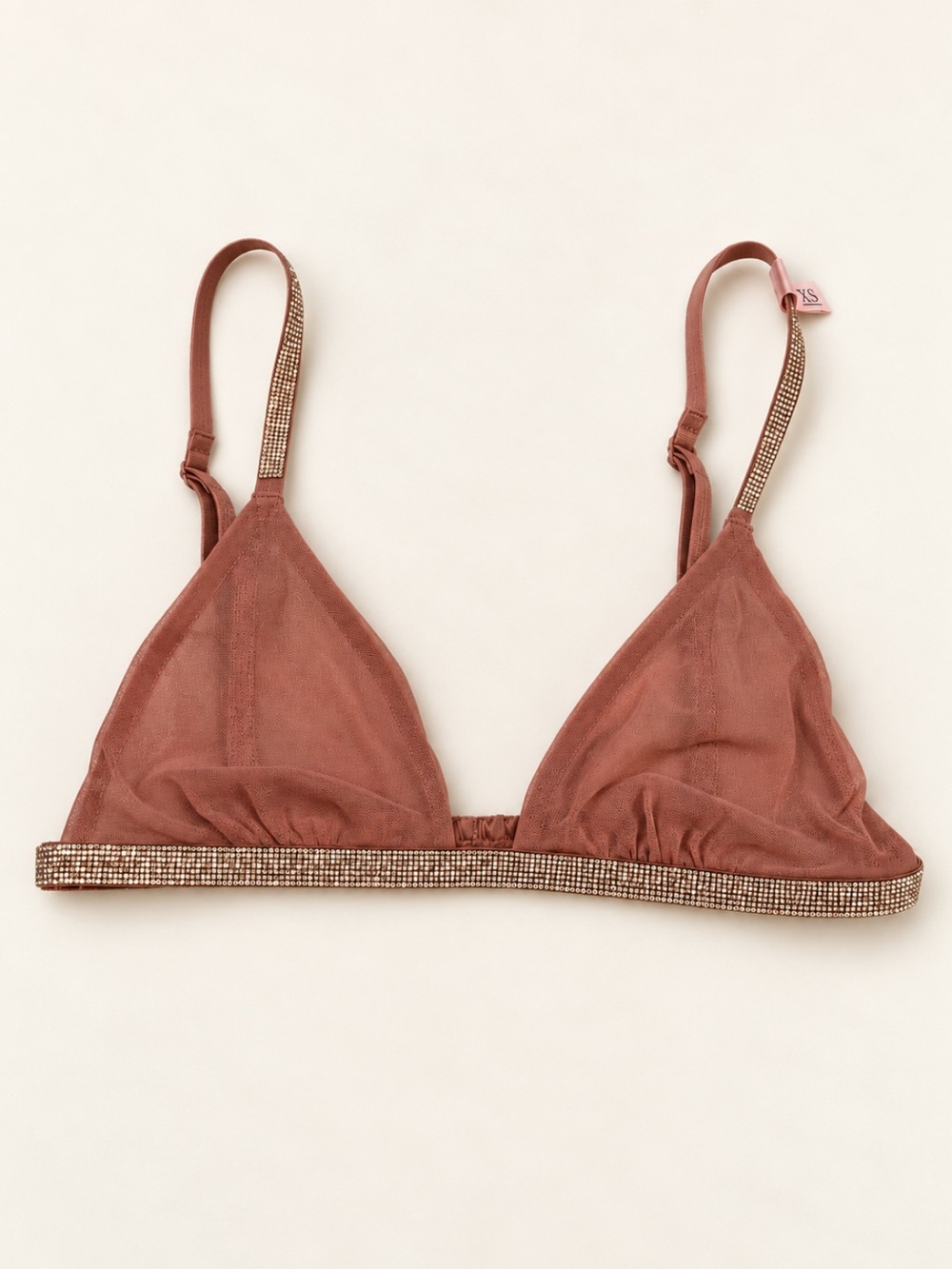 New! Victoria’s Secret Brown Sheer Shine Triangle Bralette XS 34426
